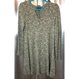 Kristin Nicole Gray Marled Ribbed Knit Keyhole Swing Dress Size Small